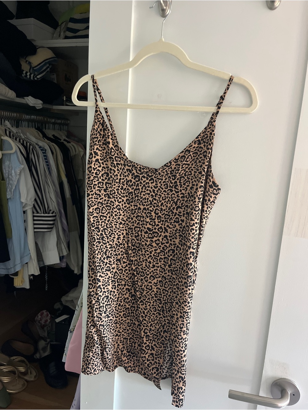 Reformation Leopard Print Slip Dress - Tan and Black